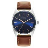 Titan Workwear Blue Dial Leather Strap Watch 1866SL01 - KRISHNA WATCH COMPANY