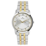 Titan Silver Dial Two Toned Stainless Steel Strap Watch - 1774BM01