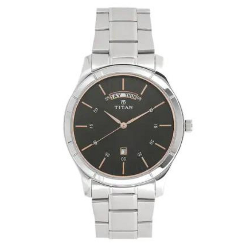 Titan Workwear Watch with Black Dial & Stainless Steel Strap NQ1767SM02 - KRISHNA WATCH COMPANY