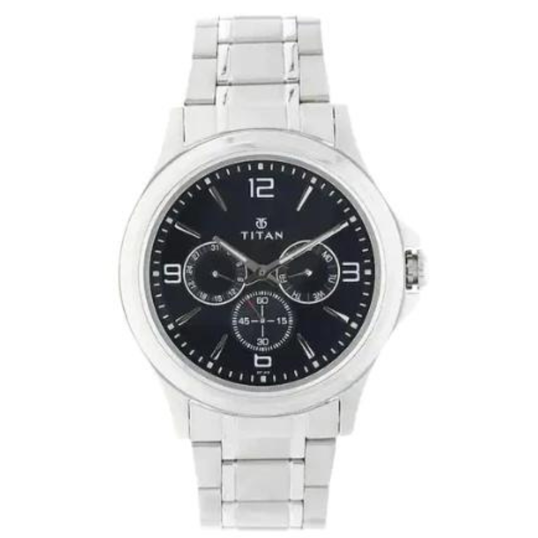 Titan Blue Dial Silver Stainless Steel Strap Watch - 1698SM02 - KRISHNA WATCH COMPANY