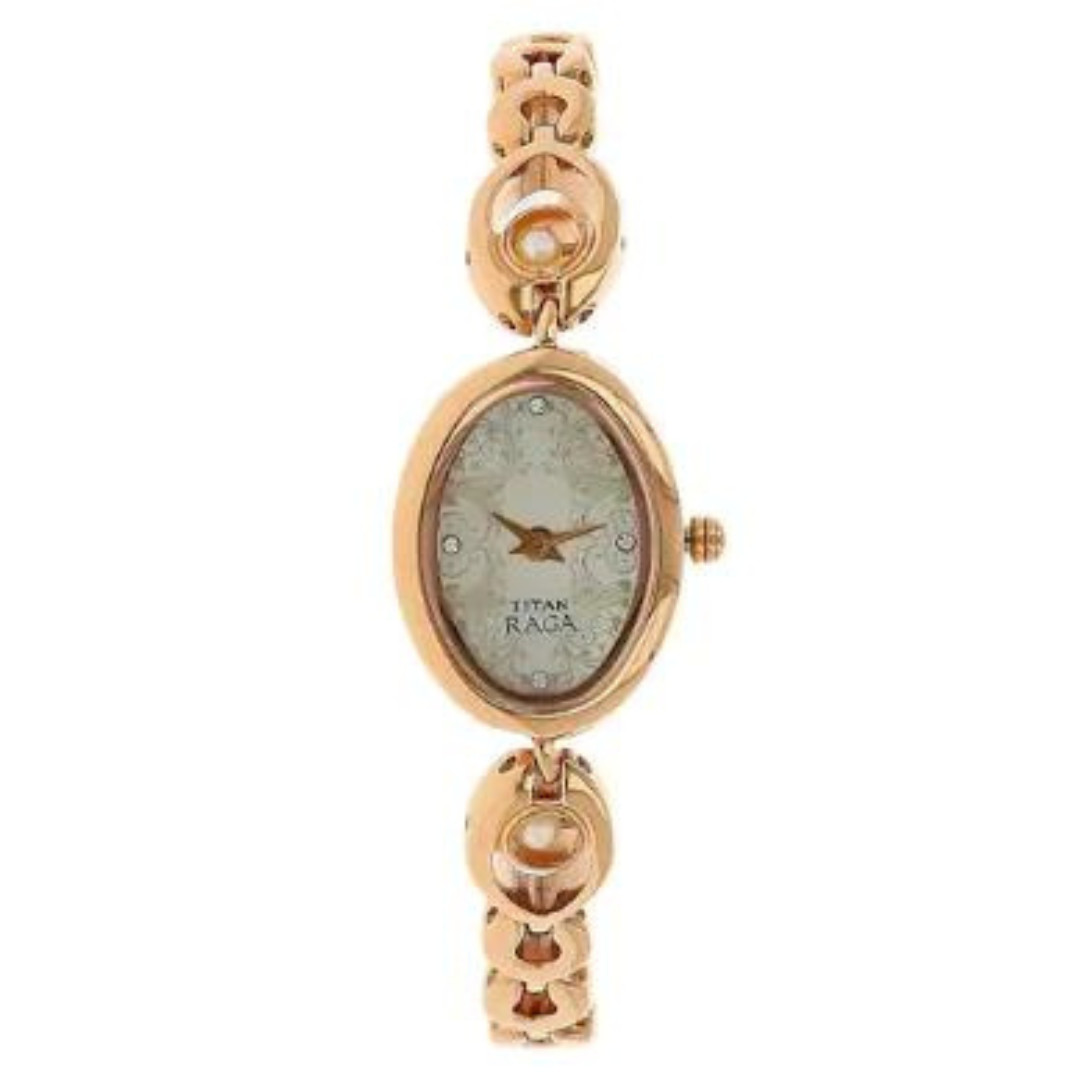 TITAN Raga Silver Dial Rose Gold Metal Strap Watch NH2511WM01 (DD332) - KRISHNA WATCH COMPANY