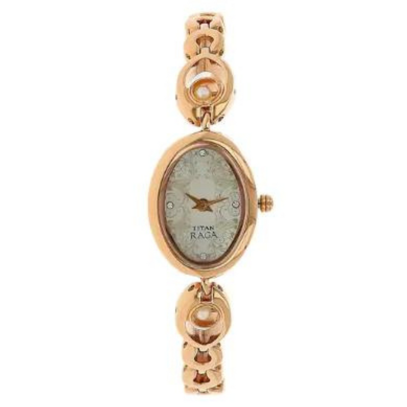 TITAN Raga Silver Dial Rose Gold Metal Strap Watch NH2511WM01 (DD332)
