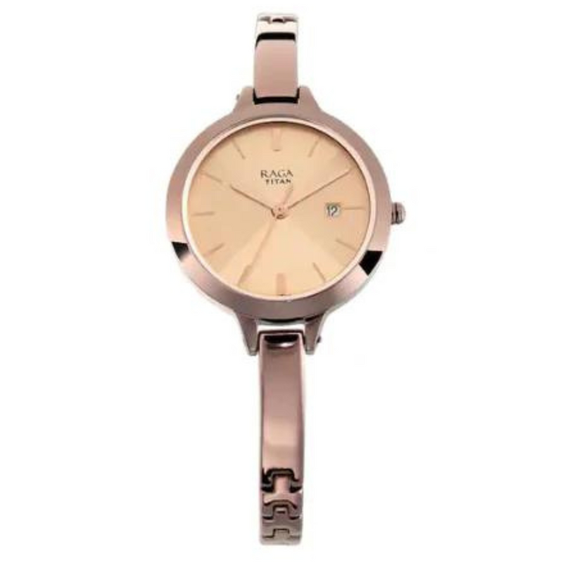Titan Raga Rose Gold Dial Metal Strap Watch 2578QM01
