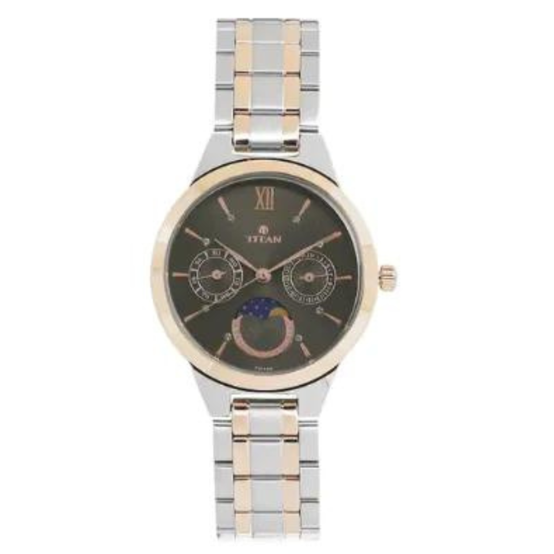 TITAN Workwear Watch with Analog Moon Phase Function - 2590KM02 - KRISHNA WATCH COMPANY