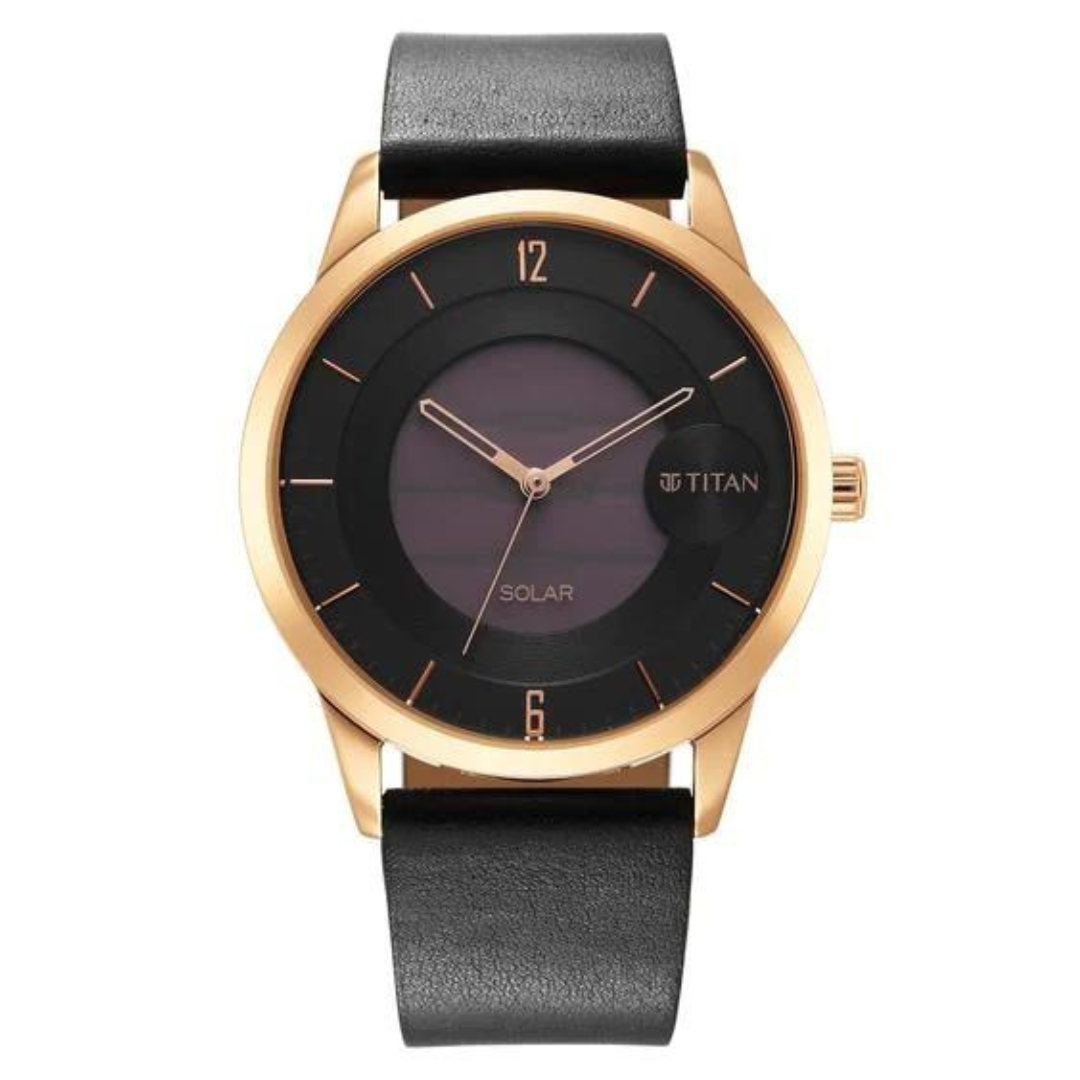 Titan Solar Black Dial Leather Strap Watch 1806WL05 - KRISHNA WATCH COMPANY