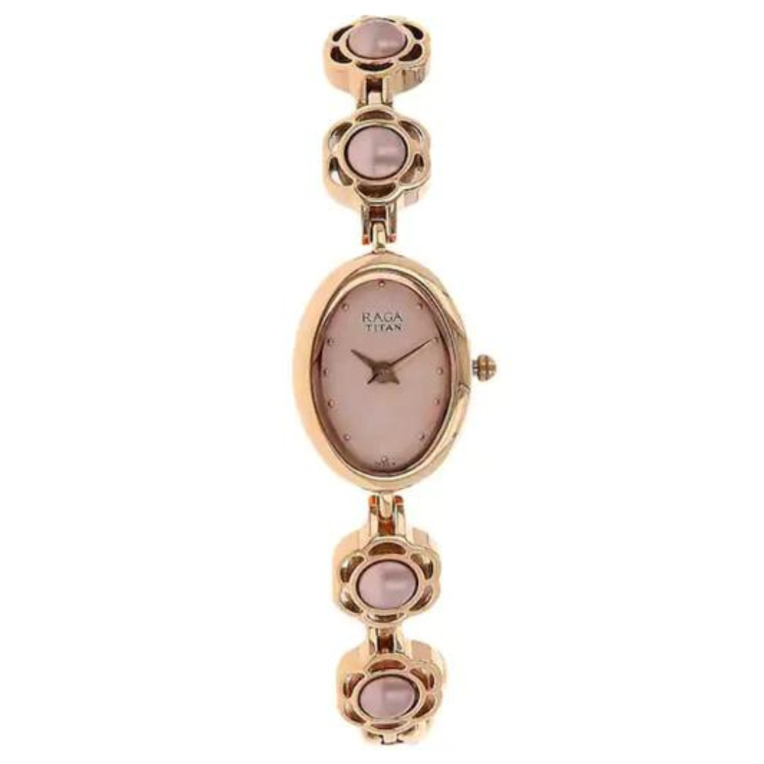 TITAN Raga Aurora Pink Metal Strap Watch NM2511WM07 (DG140) - KRISHNA WATCH COMPANY