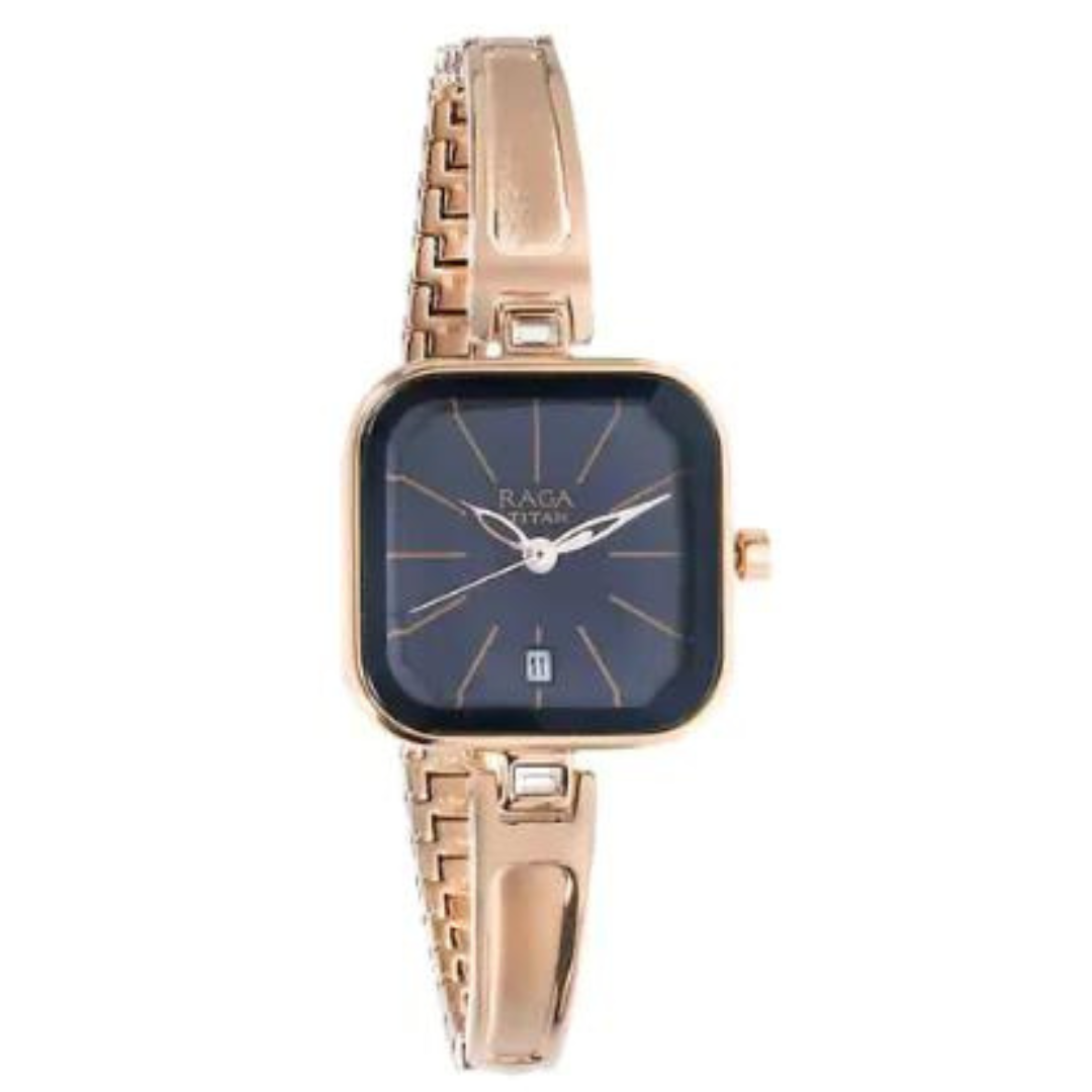 TITAN Raga Viva Blue Dial Metal Strap Watch 2607WM02 - KRISHNA WATCH COMPANY