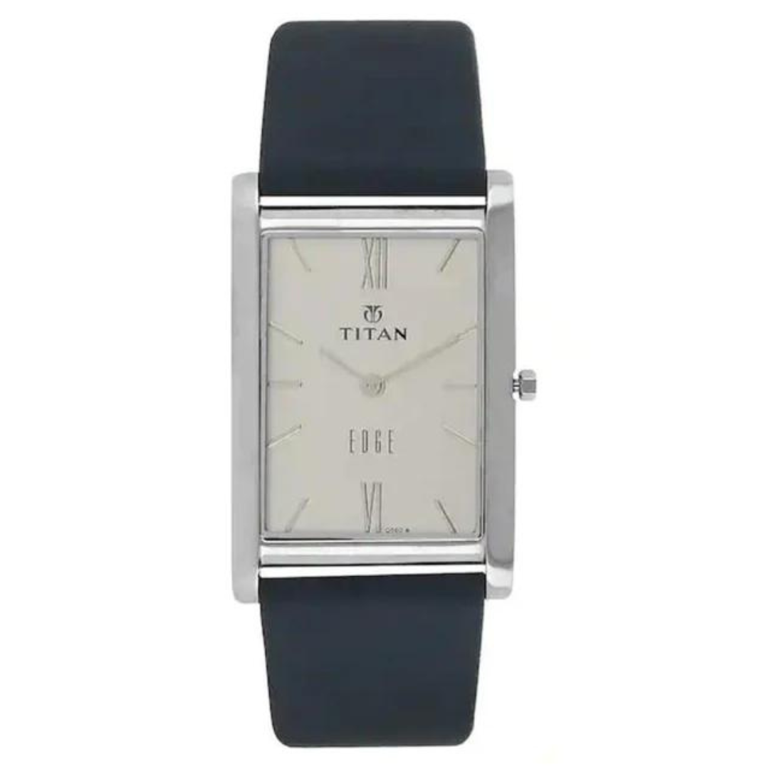 TITAN Edge White Dial Blue Leather Strap Watch NH1043SL01A - KRISHNA WATCH COMPANY