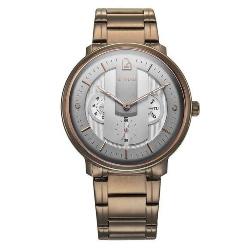 Titan Quartet Grey Dial Stainless Steel Strap Watch 1882QM01 - KRISHNA WATCH COMPANY