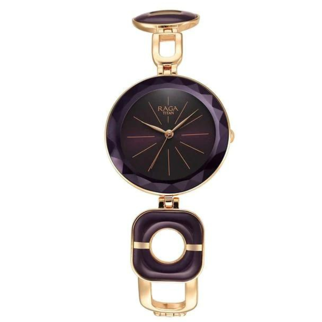 TITAN Raga Delight Purple Dial Metal Strap Watch 95198WM01 - KRISHNA WATCH COMPANY