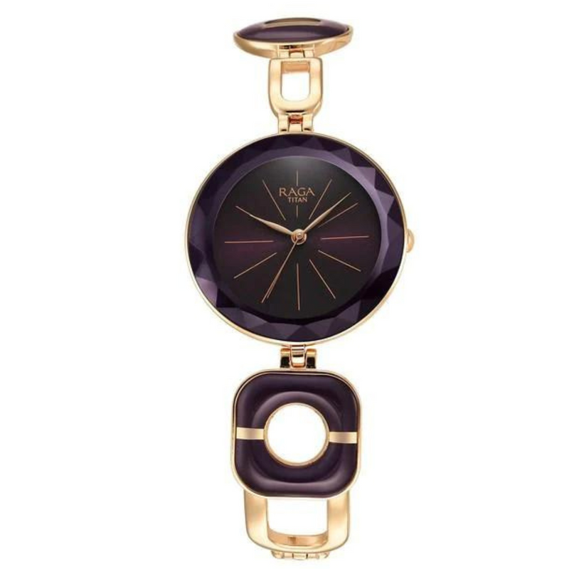 TITAN Raga Delight Purple Dial Metal Strap Watch 95198WM01