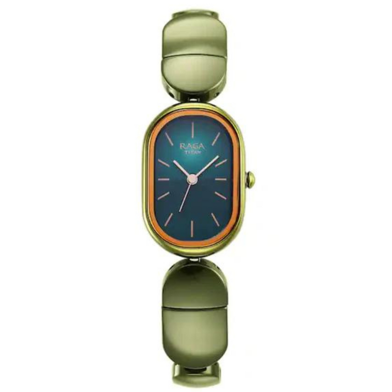 Titan Raga Ceramics Green Dial Ceramic Strap Watch for Women 95147KD02 /NS95147KD02