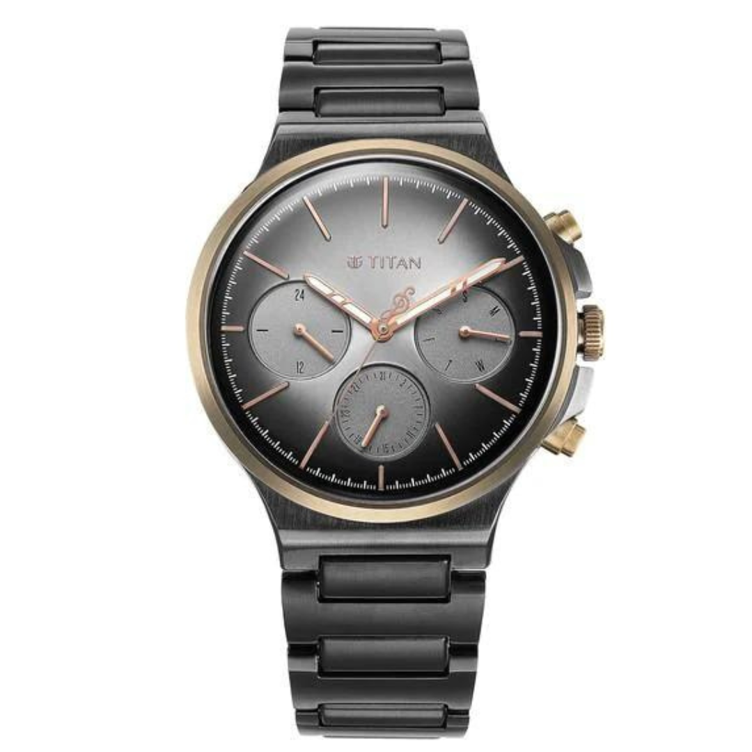 Titan Quartet Grey Dial Stainless Steel Strap Watch 1883KM01 / NS1883KM01