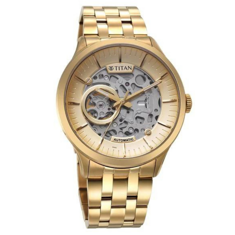 TITAN Metal Mechanicals Blue Dial Stainless Steel Strap Watch - 90140YM01