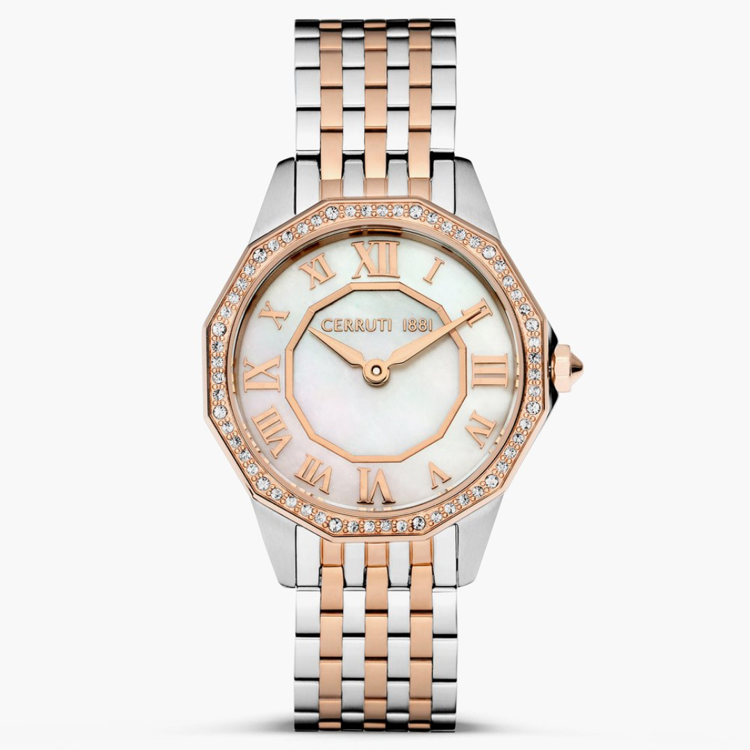 Cerruti 1881 Women Embellished Analog Watch with Metal Strap CECIWLG0008205W - KRISHNA WATCH COMPANY