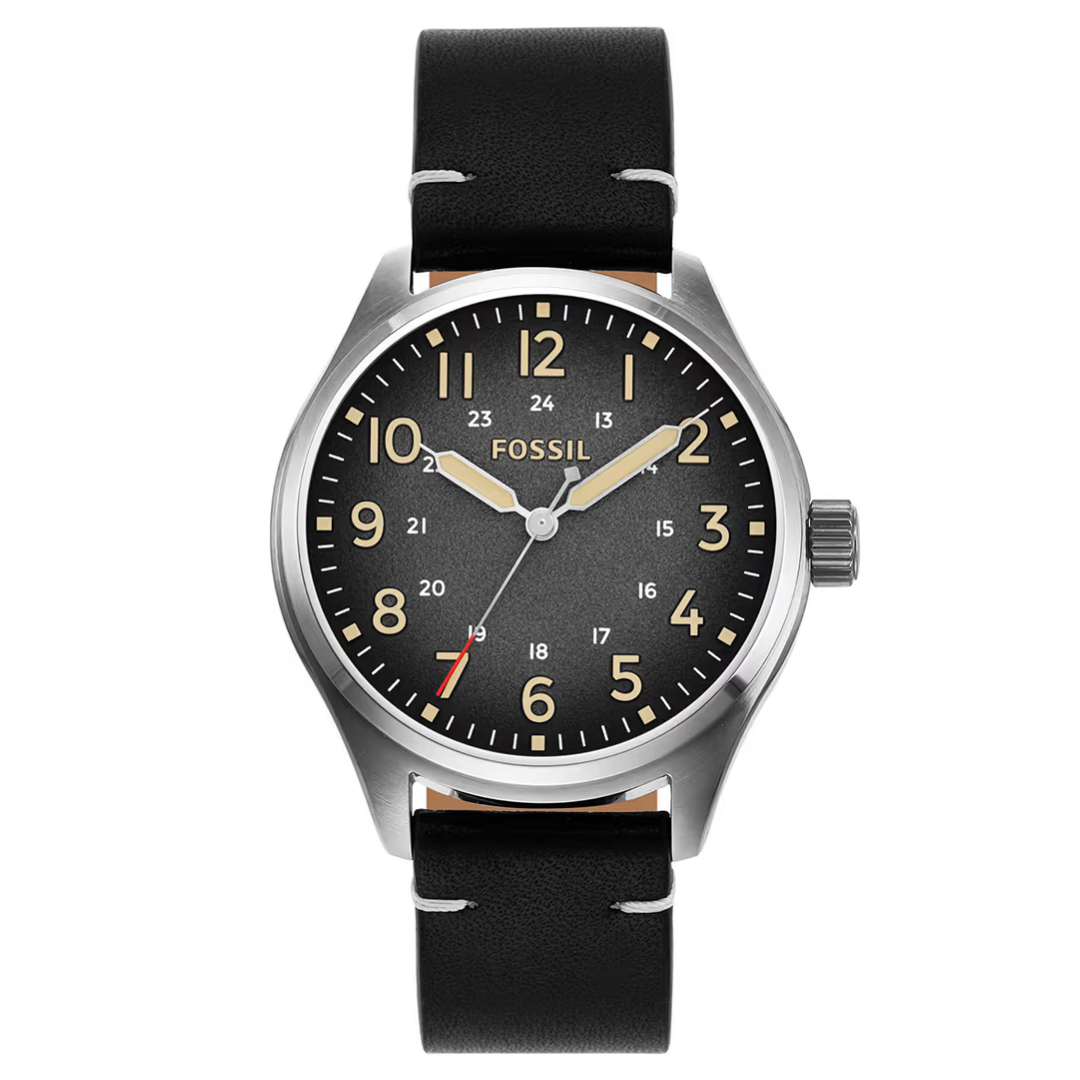 Easton Three-Hand Black Leather Watch BQ2791 - KRISHNA WATCH COMPANY