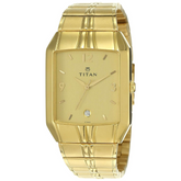 Titan Golden Dial Golden Metal Strap Watch 9264YM02
