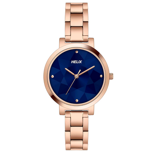 Helix 3 Hands Women's Analog Blue Dial Coloured Quartz Watch, Round Dial with 34.3mm Case Width TW041HL25