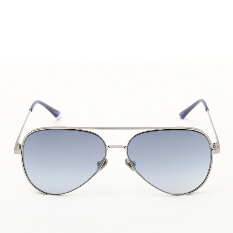 French Connection Blue Lens Aviator Sunglass Full Rim Silver Frame With Gradient (FC 7445 C3) - KRISHNA WATCH COMPANY
