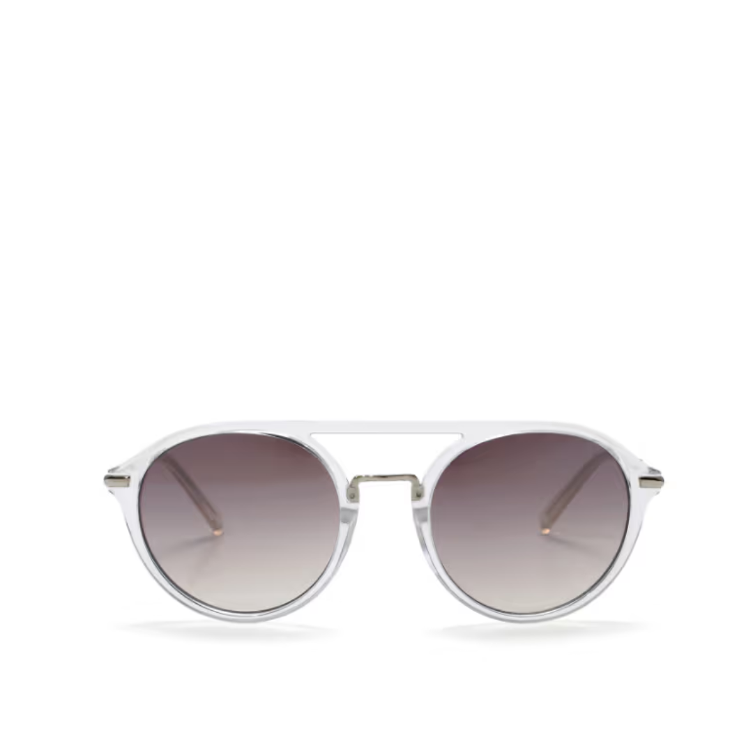 French Connection Grey Lens Round Sunglass Full Rim Transparent Frame With Gradient (FC 7567 C1) - KRISHNA WATCH COMPANY