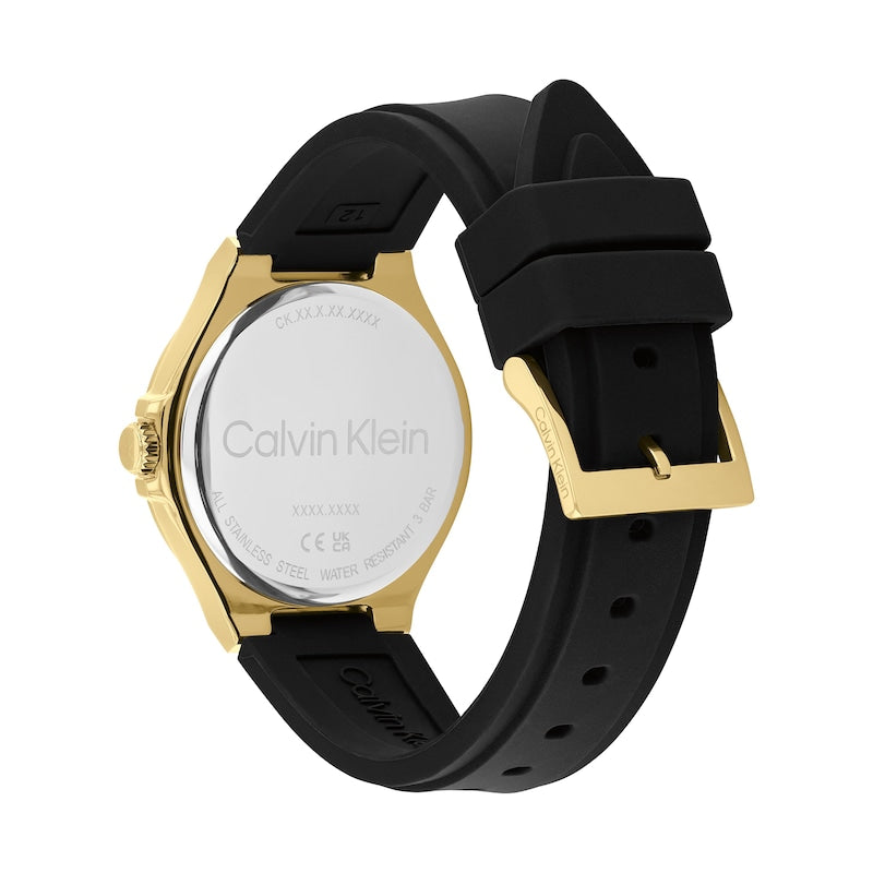 Calvin Klein Vibrancy Crystal Accent Gold-Tone Black Strap Chronograph Watch 25100107 - KRISHNA WATCH COMPANY