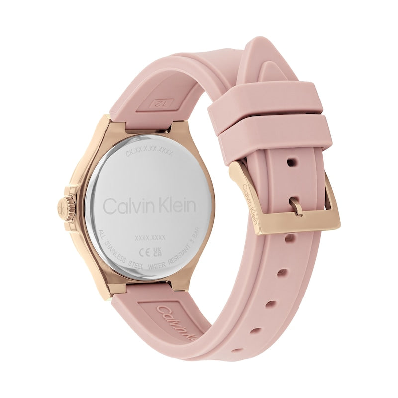 Calvin Klein Vibrancy Crystal Accent Rose-Tone Pink Strap Chronograph Watch 25100108 - KRISHNA WATCH COMPANY