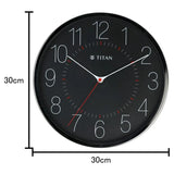 Titan Metallic Black Wall Clock with Slim Hands - 30 cm x 30 cm (Medium) NSW0007MA01A - KRISHNA WATCH COMPANY