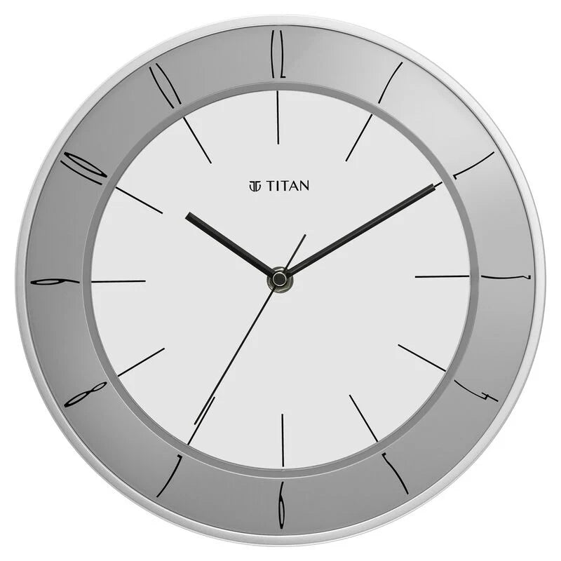 Titan Contemporary Wall Clock White Dial Color Silent Sweep Technology - 27 cm X 27 cm (Small) NSW0010PA02 - KRISHNA WATCH COMPANY