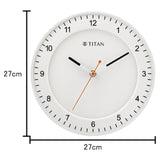 Titan Contemporary White Wall Clock with Domed Glass and Silent Sweep 27 x 27 cm (Small) W0010PA04 - KRISHNA WATCH COMPANY