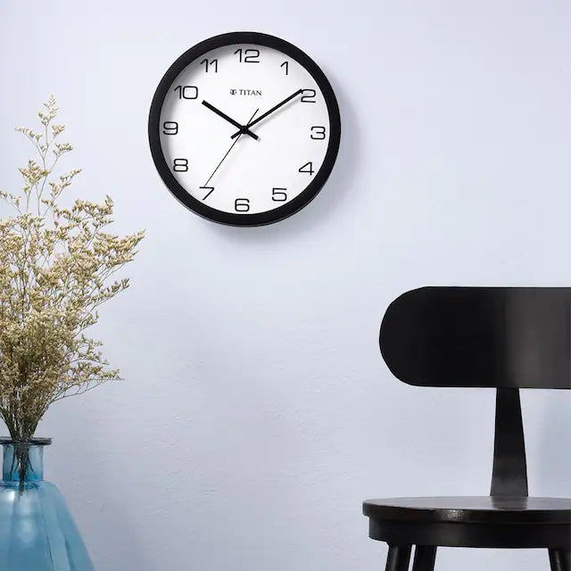 Contemporary White Wall Clock with Silent Sweep Technology - W0020PA01A - KRISHNA WATCH COMPANY