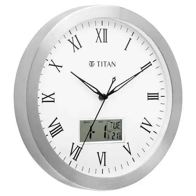 Titan Classic White Dial Color Silent Sweep Technology - 30 cm X 30 cm (Medium) NBW0021MC02 - KRISHNA WATCH COMPANY