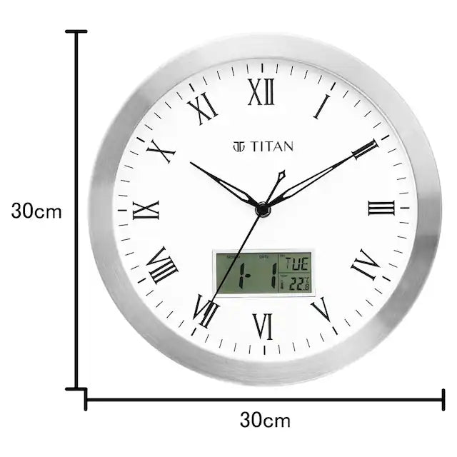 Titan Classic White Dial Color Silent Sweep Technology - 30 cm X 30 cm (Medium) NBW0021MC02 - KRISHNA WATCH COMPANY
