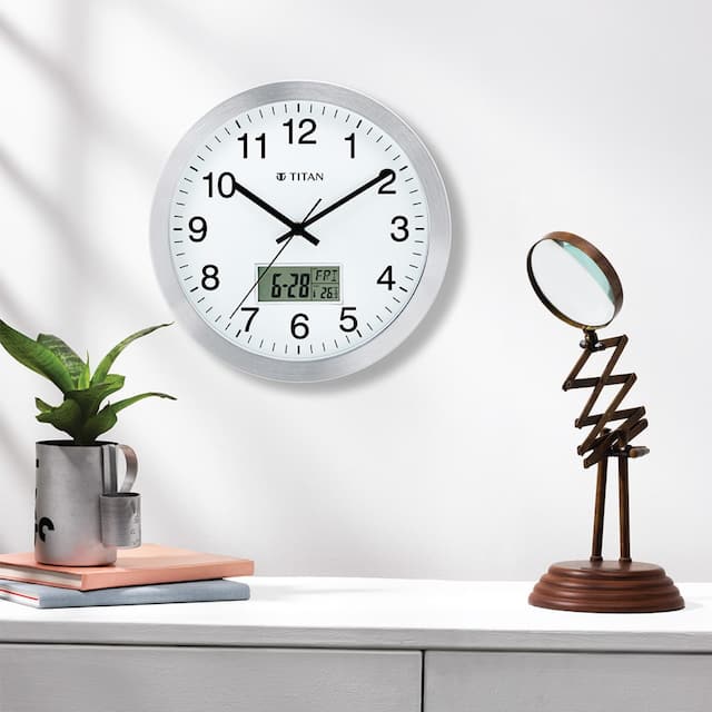 Metallic Wall Clock with Digital Display - W0021MC03A - KRISHNA WATCH COMPANY