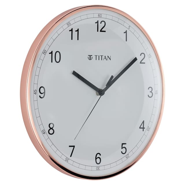 Titan WALL CLOCK Metallic White Wall Clock with Domed Glass - W0022MA01A - KRISHNA WATCH COMPANY