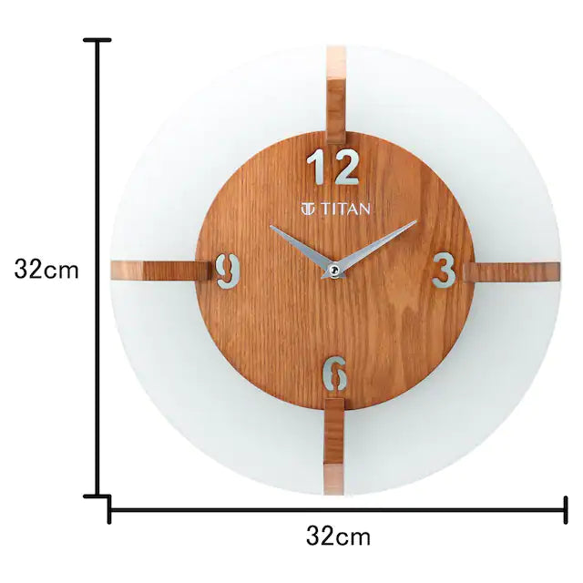 Wood & Glass Fusion Wall Clock - 32 cm x 32 cm (Medium) W0032GA01 - KRISHNA WATCH COMPANY