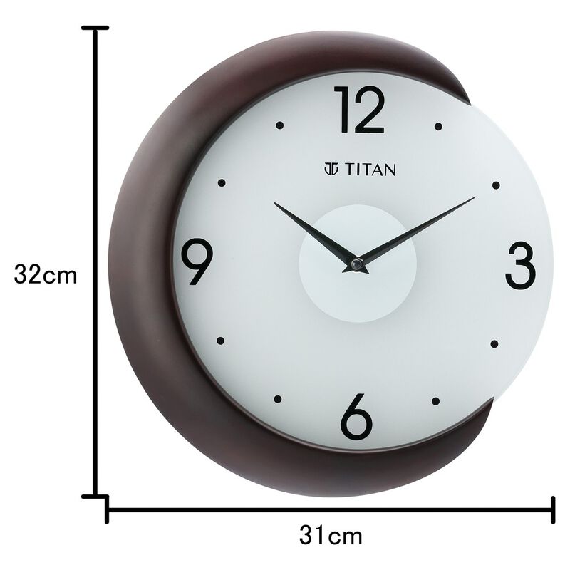 Wooden Half Moon Wall Clock with Glass Dial - 31 cm x 32 cm (Medium) W0033WA01 - KRISHNA WATCH COMPANY