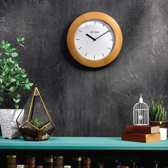 Titan Wooden Wall Clock with Domed Glass - W0035WA01 - KRISHNA WATCH COMPANY