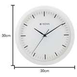 Titan Contemporary White Wall Clock with Silent Sweep Technology 30 cm x 30 cm (Medium) W0036PA01 - KRISHNA WATCH COMPANY