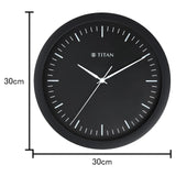 Titan Contemporary Black Wall Clock with Silent Sweep Technology 30 cm x 30 cm (Medium) W0036PA02 - KRISHNA WATCH COMPANY