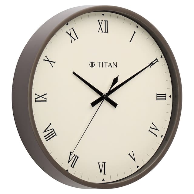 TITAN WALL CLOCK Classic Grey Wall Clock with Silent Sweep Technology - NCW0043PA04A - KRISHNA WATCH COMPANY