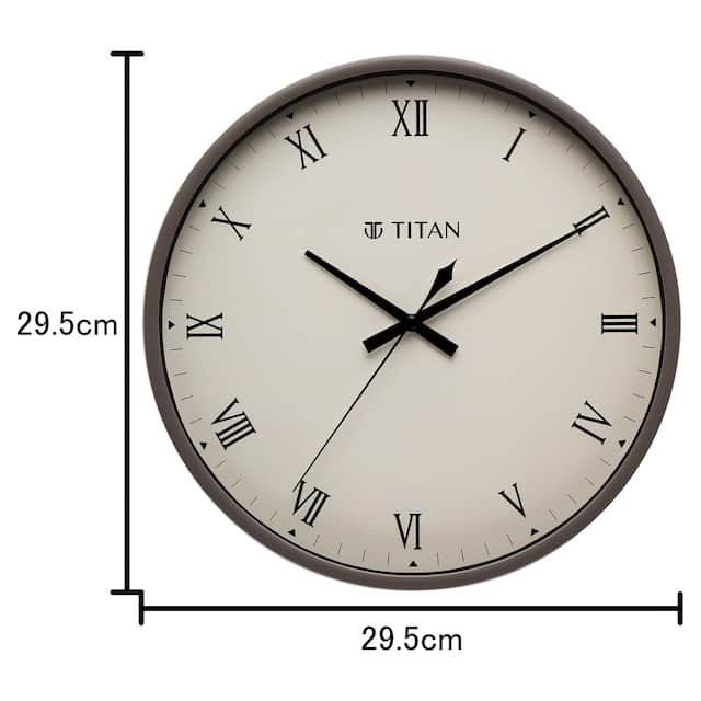 TITAN WALL CLOCK Classic Grey Wall Clock with Silent Sweep Technology - NCW0043PA04A - KRISHNA WATCH COMPANY