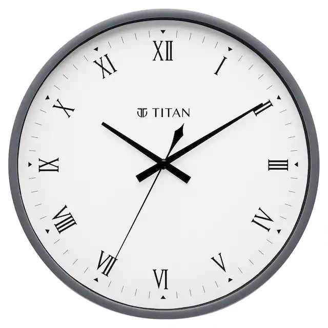 Titan Classic Grey Wall Clock with Silent Sweep Technology - W0043PA05A - KRISHNA WATCH COMPANY