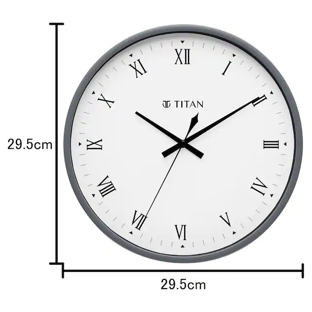 Titan Classic Grey Wall Clock with Silent Sweep Technology - W0043PA05A - KRISHNA WATCH COMPANY