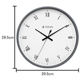 Titan Classic Grey Wall Clock with Silent Sweep Technology - W0043PA05A - KRISHNA WATCH COMPANY