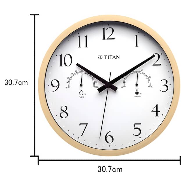 Titan Wall Clock Contemporary Wooden Finish White - W0046PA01 - KRISHNA WATCH COMPANY