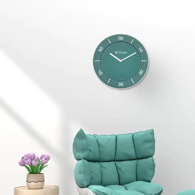Titan Green Slim Wall Clock - 30 cm x 30 cm (Medium) W0047PA01 - KRISHNA WATCH COMPANY