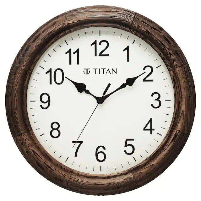 Titan Classic Wooden Wall Clock with flame treated case Silent Sweep Technology - W0051WA01 - KRISHNA WATCH COMPANY