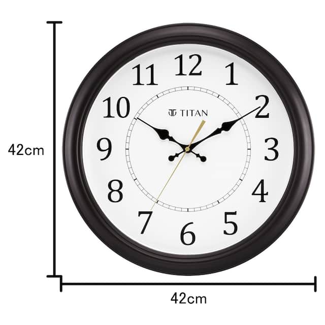 Titan Classic Brown Wall Clock with Silent Sweep Technology - 42.0 cm x 42.0 cm (Large) W0056PA02 - KRISHNA WATCH COMPANY