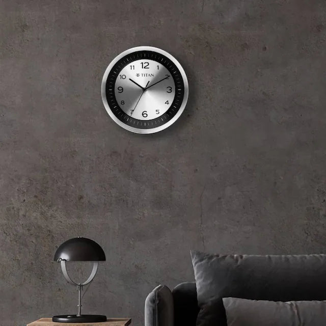Classic Silver Wall Clock with Silent Sweep Technology - 25.0 cm x 25.0 cm (Small) W0059MA01 - KRISHNA WATCH COMPANY