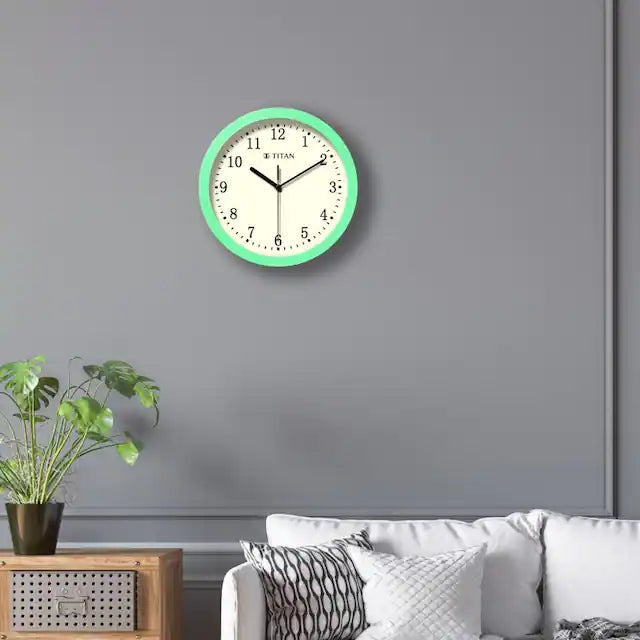 Contemporary Green Wall Clock with Silent Sweep Technology - W0060PA01A - KRISHNA WATCH COMPANY